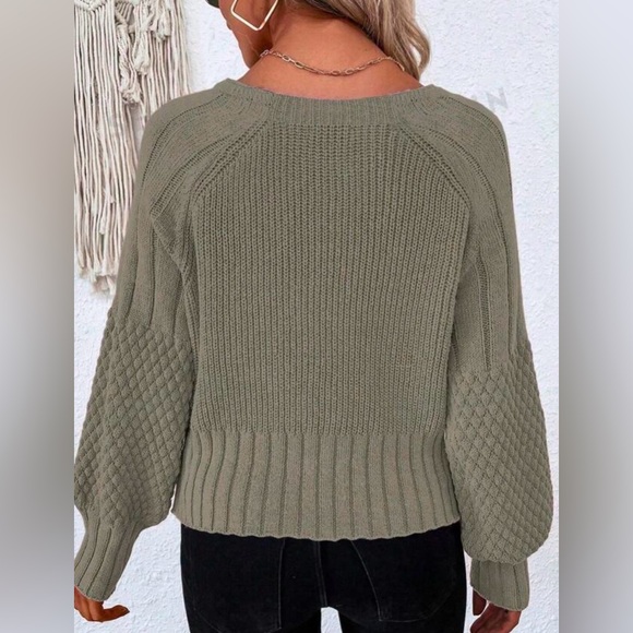 Mocha Brown Ranglan Sleeve Knit Cardigan - Picture 3 of 3